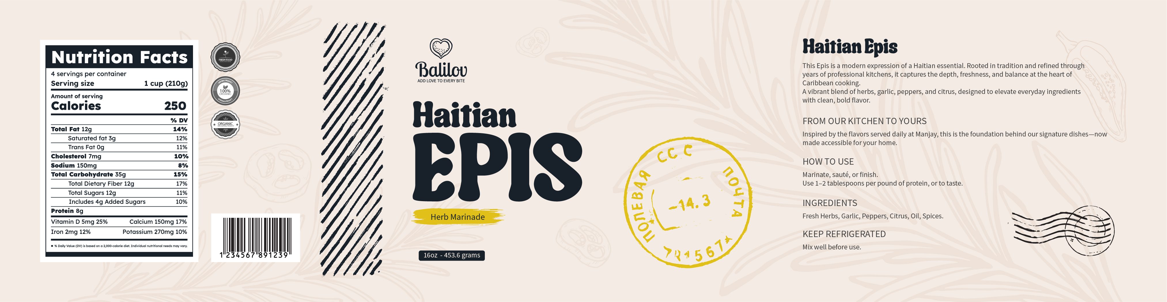 Balilov Haitian Epis jar label artwork
